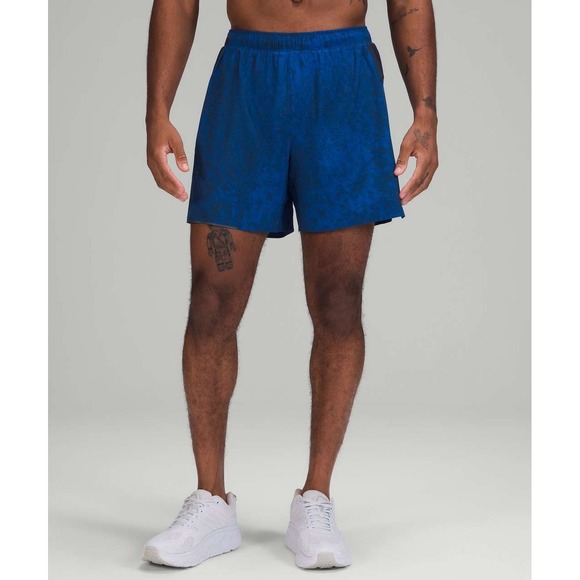 Lululemon Surge Lined Short 6" Gravel Dust Symphony Blue True Navy Sz M Gym - Picture 2 of 16